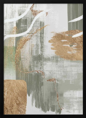 Tablou înramat „White Lines On Green 1” de Sally Ann Moss