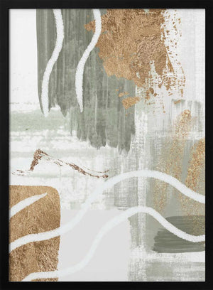 Tablou înramat „White Lines On Green 3” de Sally Ann Moss
