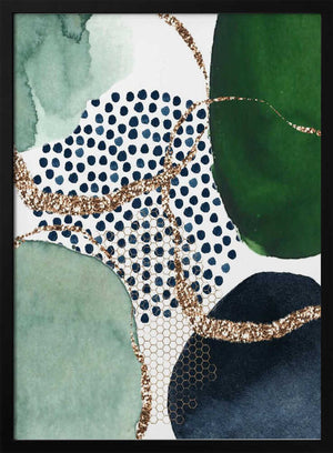 Tablou înramat „Green Shapes” de Sally Ann Moss
