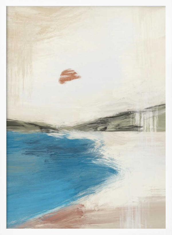 Tablou înramat „Landscape Painting with a Serene Beach” de Little Dean