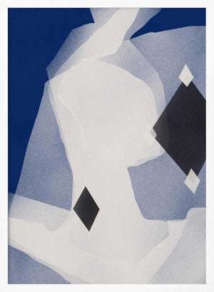 Tablou înramat „Blue Black and White Abstract” de Little Dean