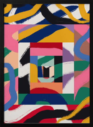 Tablou înramat „Geometric Shapes and Bold Brushstrokes” de Little Dean
