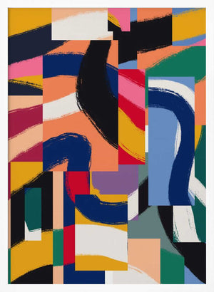 Tablou înramat „Shapes with Dynamic Brushstrokes” de Little Dean