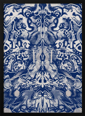 Tablou înramat „Symmetrical Blue and White Pattern” de Little Dean