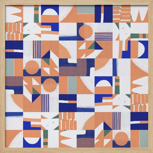 Tablou înramat „Mid Century Grid Pattern” de Little Dean