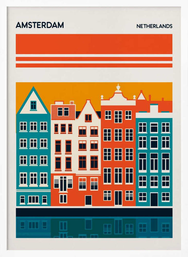 Tablou înramat „Amsterdam Travel Poster” de Retrodrome