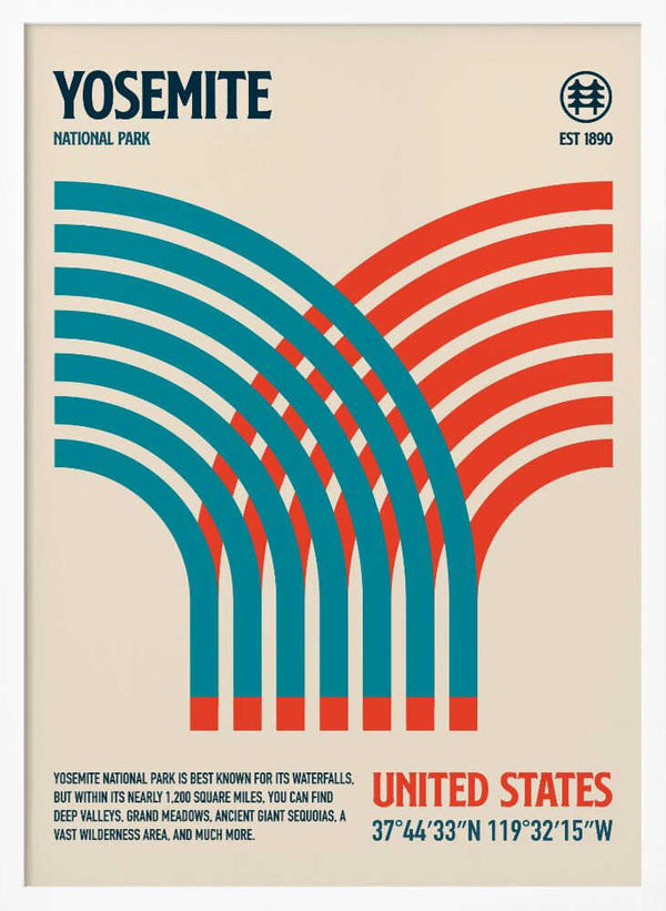 Tablou înramat „Yosemite National Park Travel Poster” de Retrodrome