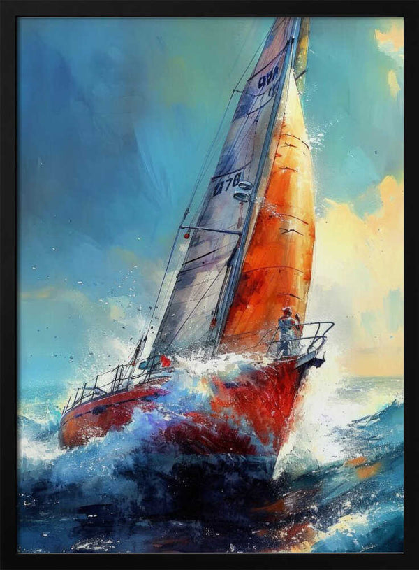 Tablou înramat „Yacht racing sport art 30” de Justyna Jaszke