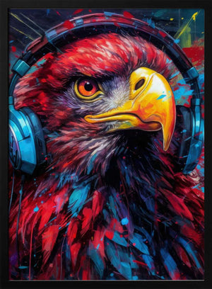 Tablou înramat „Eagle With Headphones animal” de Justyna Jaszke