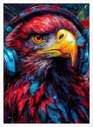 Tablou înramat „Eagle With Headphones animal” de Justyna Jaszke
