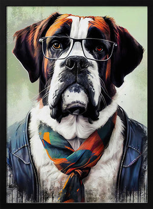 Tablou înramat „Hipster dog animal art” de Justyna Jaszke