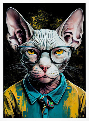 Tablou înramat „Hipster cat animal art” de Justyna Jaszke