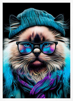 Tablou înramat „Hipster cat animal art” de Justyna Jaszke