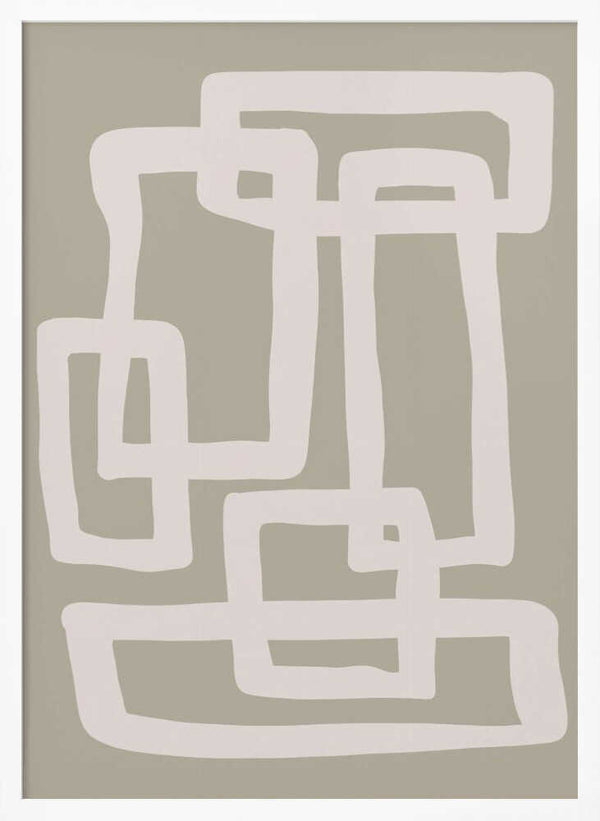 Tablou înramat „Sage Green Abstract Shapes” de Natasha Playell