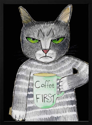 Tablou înramat „Coffee Cat” de Sharyn Bursic