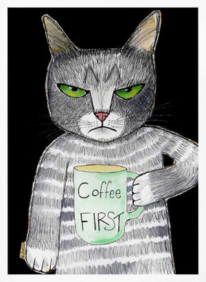 Tablou înramat „Coffee Cat” de Sharyn Bursic