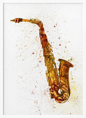 Tablou înramat „Saxophone Abstract Watercolor” de Michael Tompsett