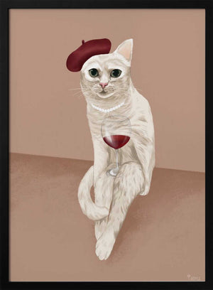 Tablou înramat „Classy Wine Cat” de Tara Royle
