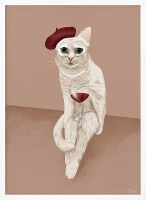 Tablou înramat „Classy Wine Cat” de Tara Royle