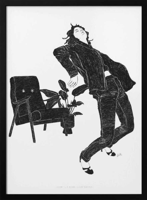 Tablou înramat „Jlr Dancingathome6 Blackandwhite Copy” de Jenny Liz Rome
