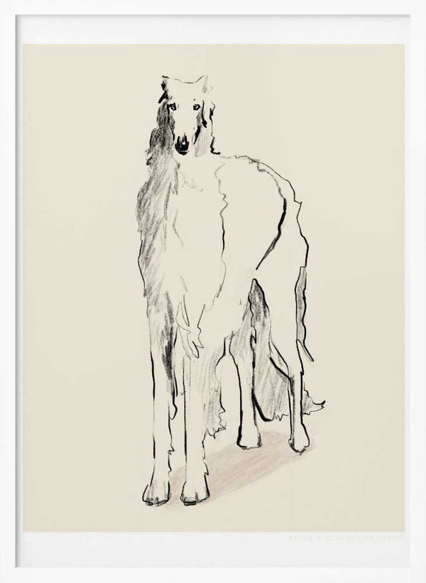 Tablou înramat „Borzoi Russian Wolfhound Pandc” de Jenny Liz Rome