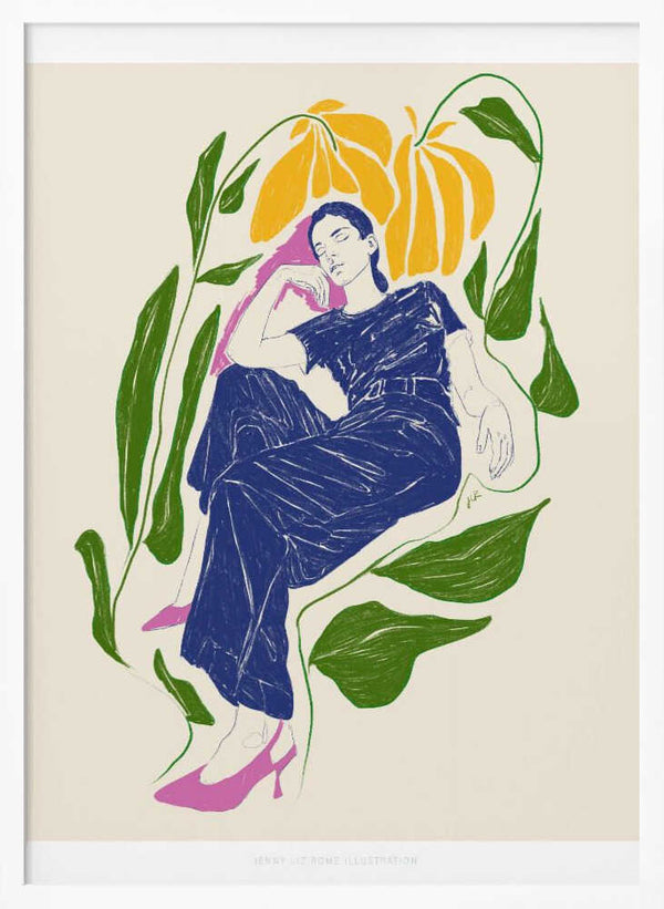 Tablou înramat „Jlr Quiet in the garden” de Jenny Liz Rome