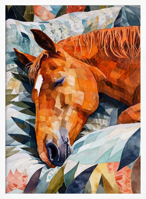 Tablou înramat „Animal Watercolor Art Horse Sleeping” de Justyna Jaszke