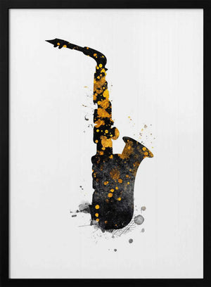Tablou înramat „Black and Gold Music Art Saxophone” de Justyna Jaszke
