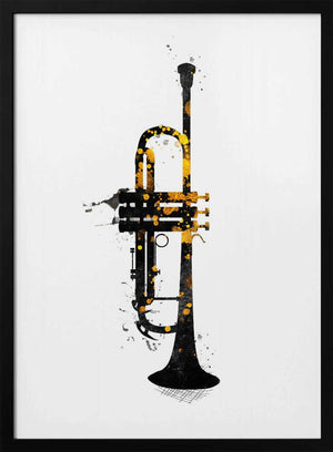Tablou înramat „Black and Gold Music Art Trumpet” de Justyna Jaszke