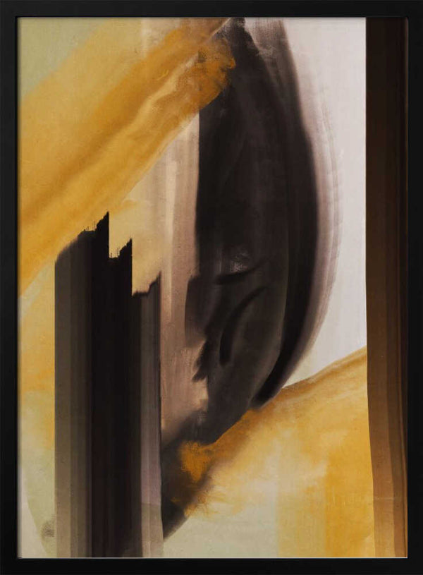 Tablou înramat „Dynamic Brushstrokes In Earthy Tones Of Black” de Little Dean