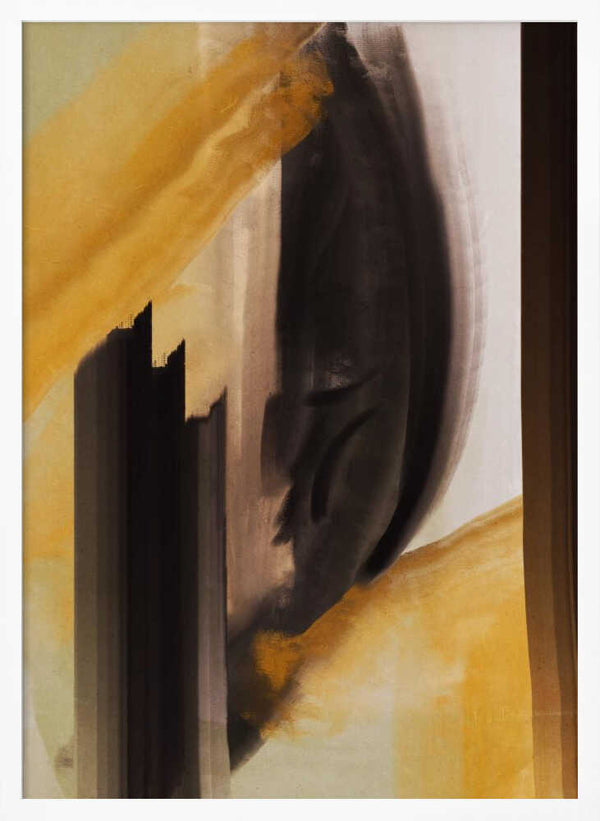 Tablou înramat „Dynamic Brushstrokes In Earthy Tones Of Black” de Little Dean