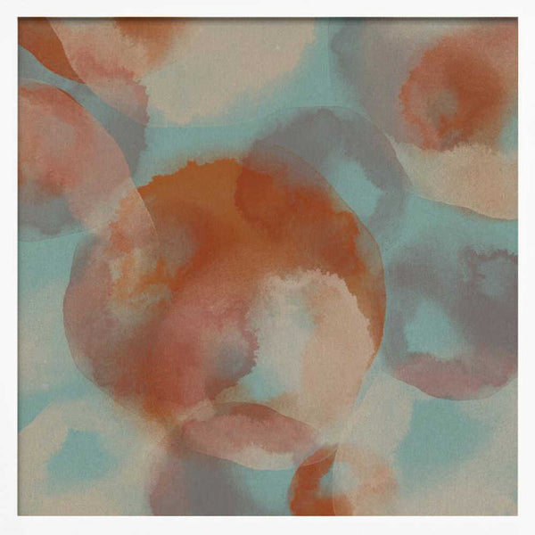 Tablou înramat „Soft Hues – Abstract Watercolor in Terra, Taupe, Blue” de Dina Dankers