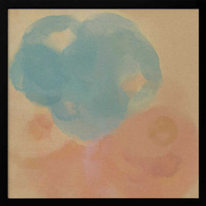 Tablou înramat „Peach &amp; Blue Harmony – Abstract Watercolor Shapes” de Dina Dankers
