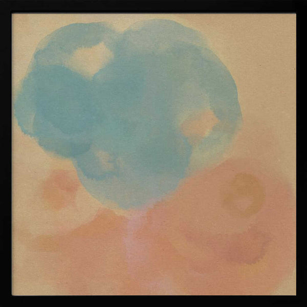 Tablou înramat „Peach &amp; Blue Harmony – Abstract Watercolor Shapes” de Dina Dankers
