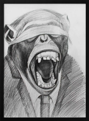 Tablou înramat „Monkey In A Suited Attire With A Blindfold” de Violeta Vollmer