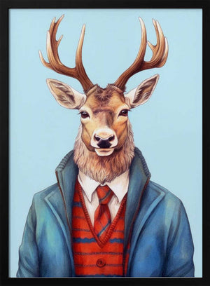 Tablou înramat „Caribou Watercolor Animal Art” de Justyna Jaszke