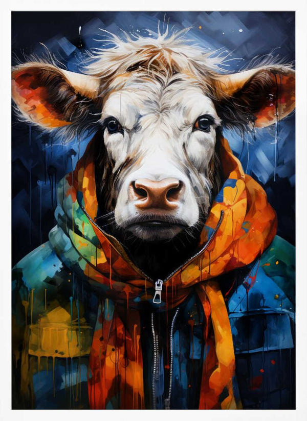 Tablou înramat „Cow Watercolor Animal Art” de Justyna Jaszke