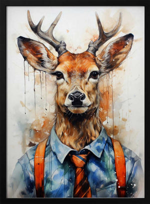 Tablou înramat „Deer Watercolor Animal Art (1)” de Justyna Jaszke