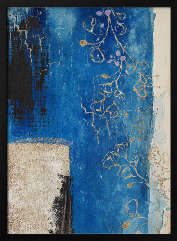 Tablou înramat „Denim Floral 3” de Sally Ann Moss