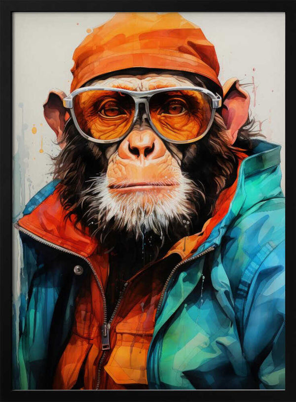 Tablou înramat „Gorilla Watercolor Animal Art” de Justyna Jaszke