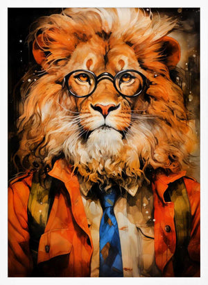 Tablou înramat „Lion Watercolor Animal Art” de Justyna Jaszke