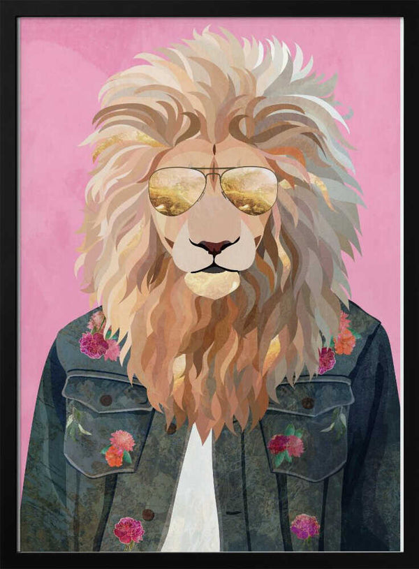 Tablou înramat „Golden fashion lion 1” de Sarah Manovski