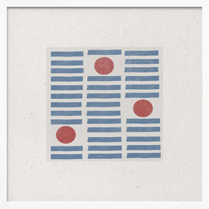 Tablou înramat „Red Circles, Blue Lines” de THE MIUUS STUDIO