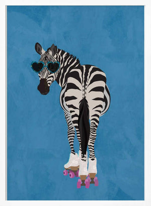 Tablou înramat „Rollerskating Zebra blue” de Sarah Manovski