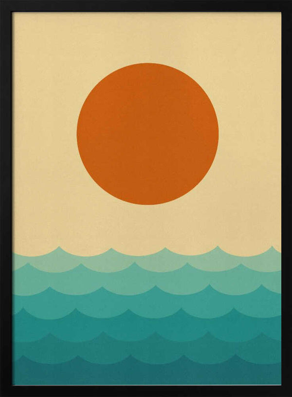 Tablou înramat „Stylized Sunset Over Waves” de Vitor Costa