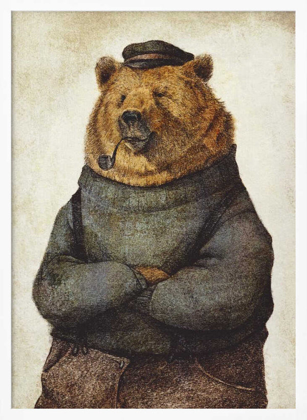 Tablou înramat „Bear Dressed In A Sweater And Cap” de Mike Koubou