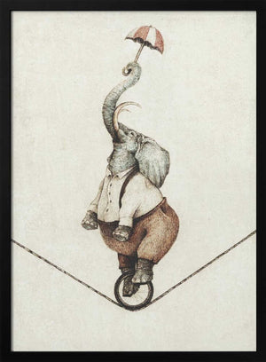 Tablou înramat „ Unicycle While Holding An Umbrella” de Mike Koubou