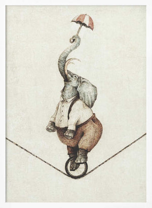 Tablou înramat „ Unicycle While Holding An Umbrella” de Mike Koubou