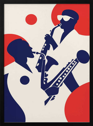 Tablou înramat „Silhouettes of Musicians Playing Saxophones” de Layla Oz