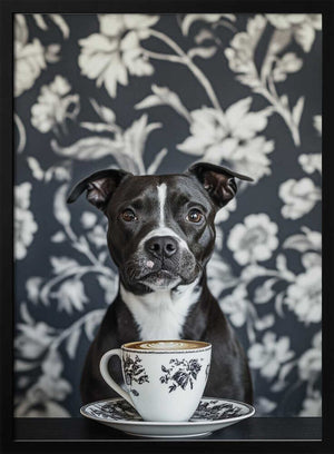 Tablou înramat „The Latte Loving Staffy” de SHANDU